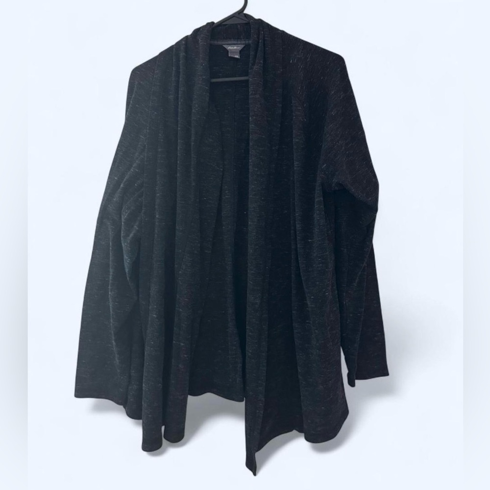 Eddie Bauer Open Front Cardigan in Heathered Gray Size 2XL, Long Sleeve
